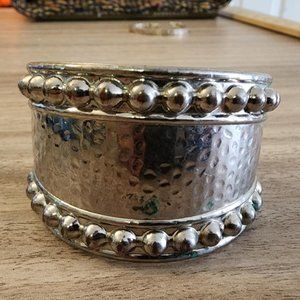 Silver plated large cuff punk goth bracelet